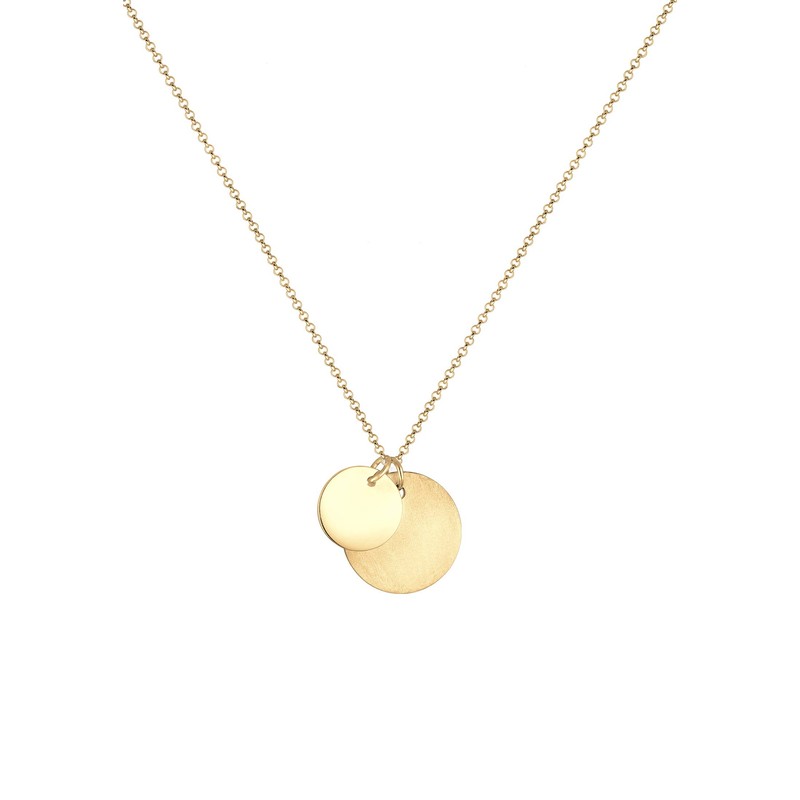 Elli Women's Pea Chain Necklace Plate Circle Duo Brushed in