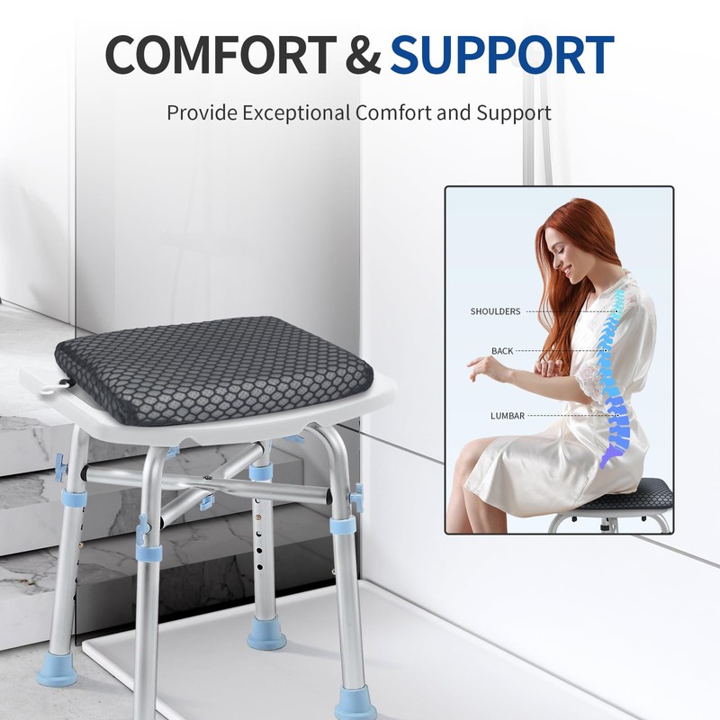 Anycosy Shower Seat Cushion Waterproof,Bathtub Cushion for Transfer Benches,Slip-Resistant 3D