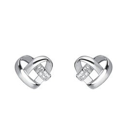 EVELYN Women's 925 Sterling Silver Peach Heart Love Heart Stud Earrings Created with Austrian Crystals Zircondia