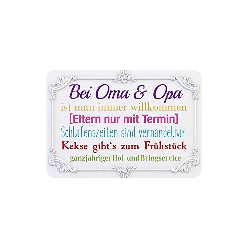 Blechwaren Fabrik Braunschweig Kulthänger Tin Sign "Bei Oma und Opa