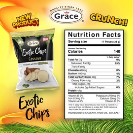 Grace Exotic Plantain Chips 2.5 oz - 6 Pack - Traditional Root Vegetable Crisps Crunchy Cassava Chips from the Andean Highlands - Kettle Cooked Gluten Free - Vegan Snack - Low Sodium - No Sugar Added