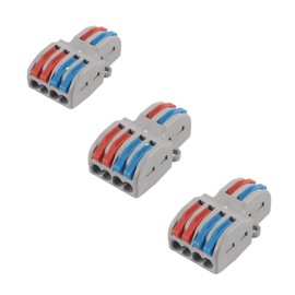 2 in 4 Out Connection Clamp with Lever, Connection Clamp Quick Connector Compact Plug-In Terminals Terminal Block Cable Connector Clamps Electric, SPL-42 (3)