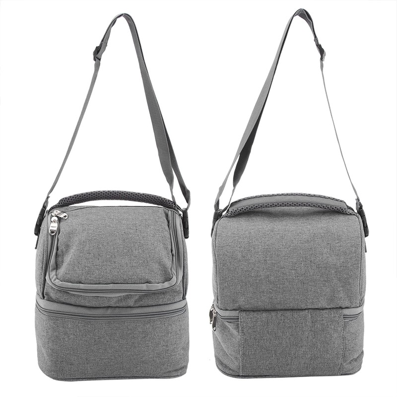 7L Portable Double Layers Insulated Bento Bag Lunchbox Tote for