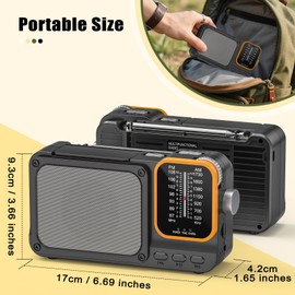 Tendak AM FM Radio with Best Reception, Portable Bluetooth Radio for Gift