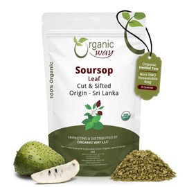 Organic Way Dried Soursop Leaf Coarse Cut (Annona Muricata) - Herbal Tea | Vegan, Non GMO & Gluten Free | Kosher Certified | Resealable Bag | 100% Raw from Sri Lanka (8 Ounces)