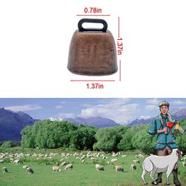 4 Pack Small Brass Bell Cow Metal Grazing Copper Bells Long Distance Horse Sheep Iron Bells Cattle Farm Animal Loud Bronze Bell Cats Pet Anti-Theft Accessories for Christmas Decoration (Green, Red)