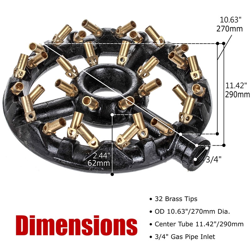 DuraSteel Propane Gas Jet Burner For Chinese Wok Range, Grilling,