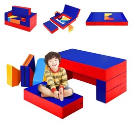 Costzon 4-in-1 Unique Shapes Convertible Climb and Crawl Foam Set for Climbing, Crawling, Sliding, 8-Piece Colorful PU Activity Play Soft Zone for Baby, Preschooler (Assorted)