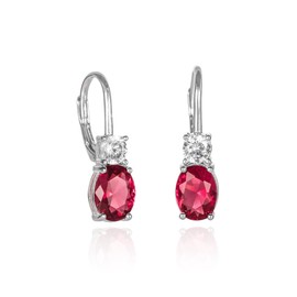 Diamond Treats 925 Sterling Silver Earrings for Women and Teens, Cute Drop Earrings for Women with Green, Blue or Red Cubic Zirconia Stones, Elegant Leverback Earrings Made of 925 Silver, Sterling