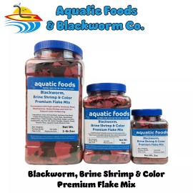 Aquatic Foods 45% Blackworm with Red Brine Shrimp & Color Flake Mix.  AF and Zeigler Mix JAR - 2oz Jar