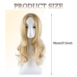 SSKHE Golden wavy middle - part wig for comfort and style, bringing out your charm easily on any occasion.