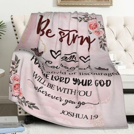 AUIVTY Christian Blanket Birthday Gifts for Women Men, Inspirational Scripture Throw Blanket with Bible Verse Religious Gifts for Women Friends (Pink Letter,50x60 Inch)