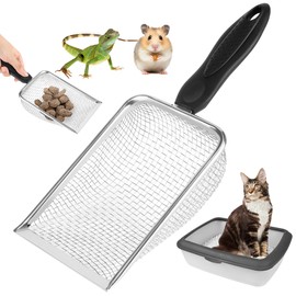 JSMTKJ Sandsieb aus Rostfreiem, Reptilien Siebschaufel, Katzenstreuschaufel aus Metall, cat Litter Scoop Poop Sieben für Heimtier