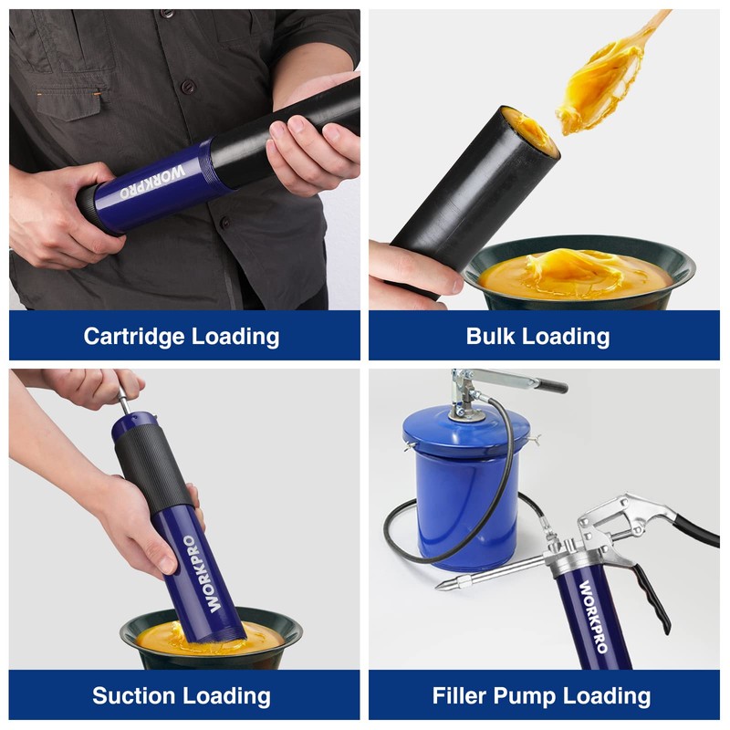 WORKPRO Grease Gun Kit, 6000PSI Heavy Duty Grease Gun with
