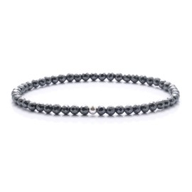 BERGERLIN Genuine Natural Stone Bracelet with 925 Sterling Silver Pearl Bracelet, for Men and Women, with Certificate of Authenticity