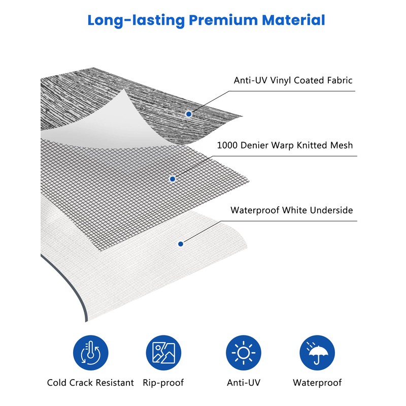 Xenjum RV Awning Fabric Replacement, 18.5oz Heavy-Duty Weatherproof Vinyl Camper