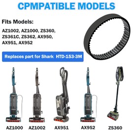 Vacuum Belts Vacuum Cleaner Belts Replacement for Shark APEX DuoClean Upright Vacuum Cleaner, Fit Models: AZ1002, AZ1000, ZS360, ZS361C, ZS362, AX950, AX951, AX952