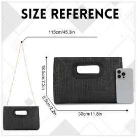 SUKUTU Handbags for Women Straw Shoulder Bag with Top Handle Raffia Shoulder Bag for Summer, Black