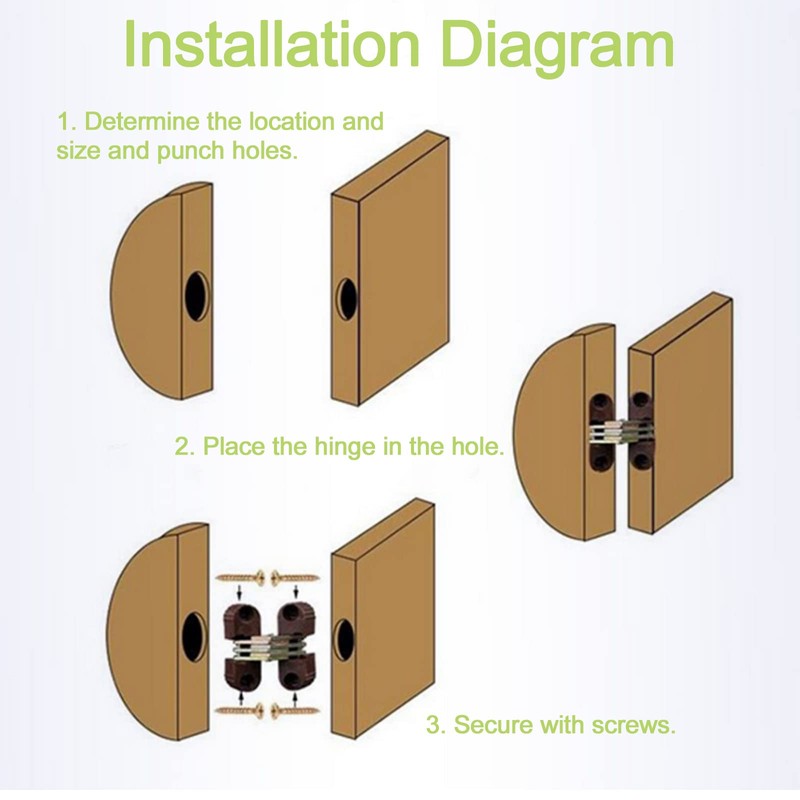 UFURMATE Concealed Hinges, 6PCS Plastic Folding Invisible Barrel Cross Hinges