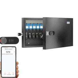 WeHere 24 Key Lock Box, 16 Key Cabinet with Combination Lock & Key Tags, Key Organizer Wall Mount Lockbox, Key Security Storage for Garage,Office,Holtel,Home, White Blue