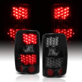 AmeriLite for 2000-2006 Chevy Tahoe/Suburban : GMC Yukon Smoke Black LED Brake Tail Lights Assembly Set - Passenger and Driver Side