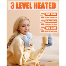 Women Heated Gloves Hand Warmer - Rechargeable Electro Heating Gloves, 2pcs DC 2500mAh Battery, 3 Heating Levels