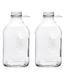 The Dairy Shoppe Glass Milk Bottle, Heavy Glass with 48 mm Lid, Creamery Style (64 oz/2 pk, Half Gallon)
