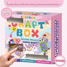 Sewing Kit for Kids, Arts & Crafts for Kids Ages 4-8,Craft Box 10 Felt DIY Projects of Stuffed Animal Dolls and Plush Pillow, Crafts Activities Gift for Girls Boys Age 6 7 8 9 10 11 12 Years Old