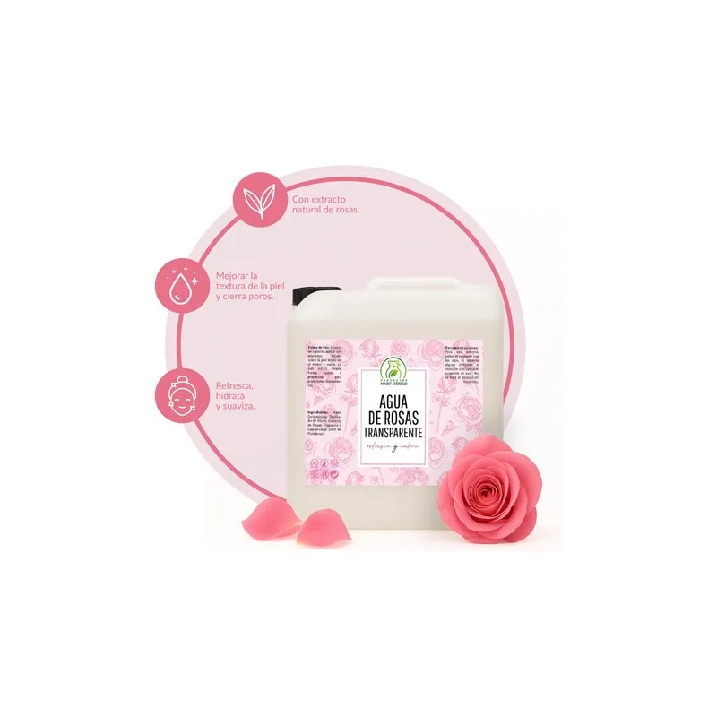 Agua De Rosas Tónico Facial Transparente (5 Litros)
