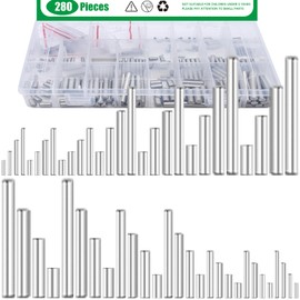 Yauhar 280Pcs 28 Sizes 304 Stainless Steel Dowel Pins Assortment Set, M1.5 M2 M2.5 M3 M4 M5 M6 Shelf Support Peg Pin Rod Fasten Elements
