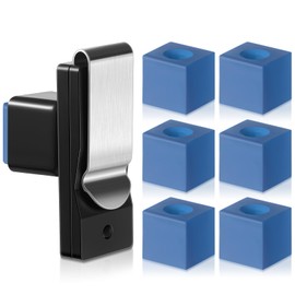 Seenelling 1 Pcs Magnetic Chalk Holder Pool Billiards with Aluminum Belt Clip and 6 Pcs Square Shaped Pool Cue Chalk Billiard Holder Accessories for Snooker Players