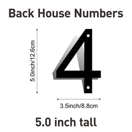 5 InchStainless Steel House Numbers, Metal Address Numbers and Letters, Black Door Mailbox Number, House Address Letter and Number for Office Home Farm Outside (Alloy number 4)