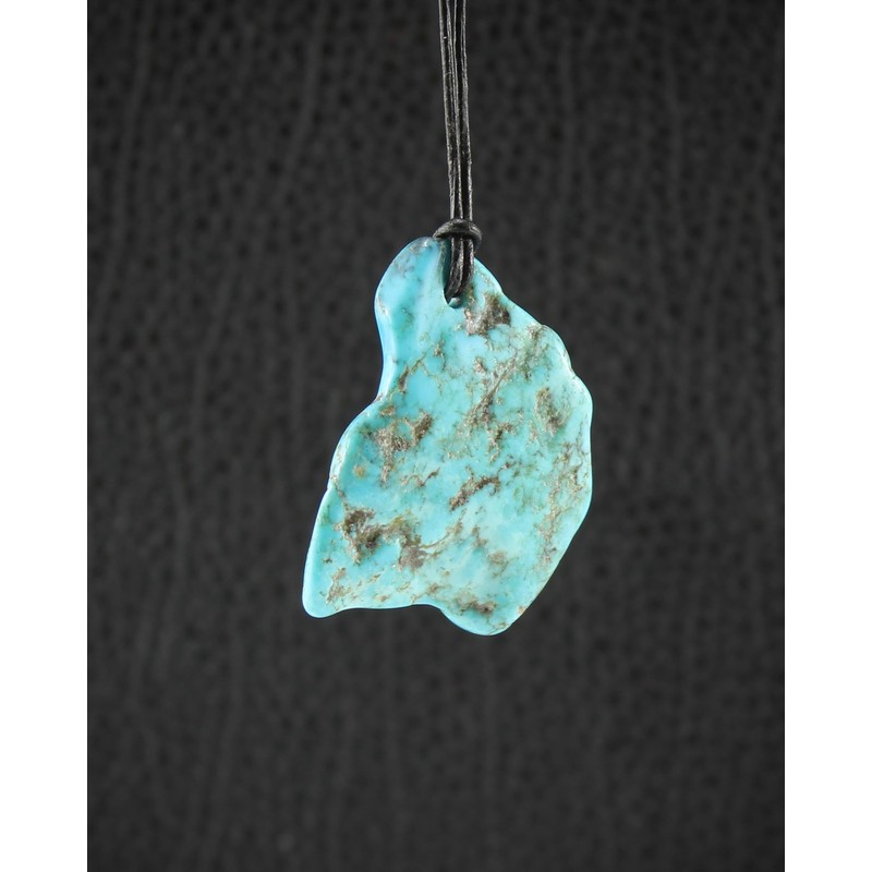 Budawi® Genuine Arizona Turquoise Pendant Necklace with Leather Cord, Gemstone,