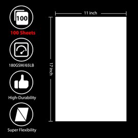 OcePor 100 Sheets White Cardstock 11” x 17”, 65lb/180gsm White Card Stock, Thick Card Stock Paper, Heavy Cardstock Paper for Printer, Resume, Scrapbooks, Art, Crafts, Business Cards