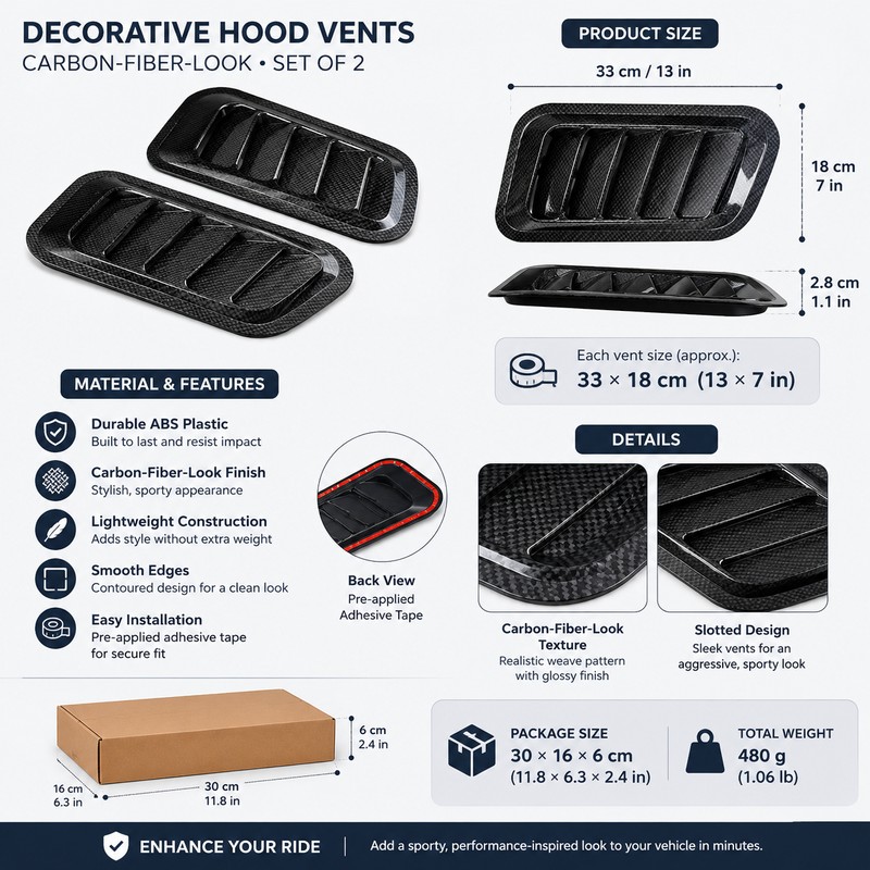 2-Pack Universal Car Hood Vent Stickers for Exterior Decor –