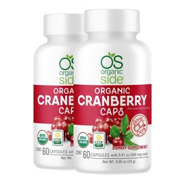 Organic Side | 2 Pack Organic Cranberry Capsules | 60 Vegan Capsules | for UTI Prevention & Urinary Health Support, Certified USDA Organic, Non-GMO, Vegan & Gluten-Free Cranberry Supplement