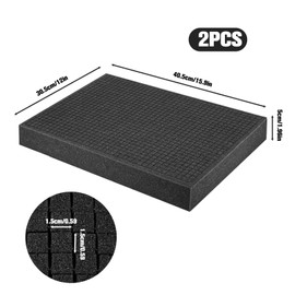 QUTHZZHY Grid Foam Pack of 2, Foam Cut 400 x 300 x 50 mm, Grid Foam Cube Foam, Tool Box Camera Case Foam, for Case Insert, Tabletop Miniatures Tool