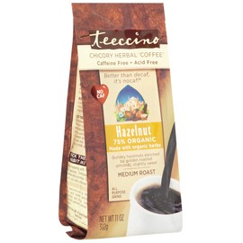 Teeccino Chicory Coffee Alternative – Hazelnut - Herbal Coffee | Ground Coffee Substitute | Prebiotic | Caffeine Free | Acid Free | Medium Roast, 11 ounce (Pack of 2)