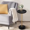 COVLON Drink Table, Small Pedestal Side Table with Wooden Carved
