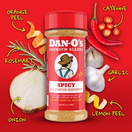Dan-O's Spicy Seasoning, 3.5 oz Bottle, Hot Seasoning for Chicken, Wings, Burger Patties, Veggies and More, Sugar Free, Zero Calorie, Use this Spicy Blend to Craft a Marinade, Dry Rub or Sauce