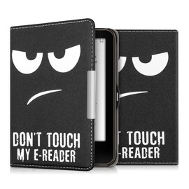 kwmobile Elegant synthetic leather case for the Tolino Vision 1 / 2 / 3 / 4 HD Design Don't touch my E-Reader in white black