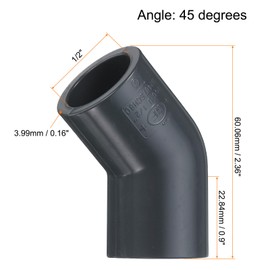 HARFINGTON 2pcs 45 Degree Elbow PVC Pipe Fittings 1/2" 2 Way Furniture Grade PVC Corner Connectors Angle Elbow Side Outlet for Sewer Plumbing Drain Pipe Water Supplies Build Garden