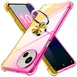 AQUOS R9 Case Ring Transparent TPU Gradation Color SH-51E Case Shock Resistant for Aquos R9 Cover Clear Car Holder Compatible with Integrated Drop Prevention Dustproof Deformation Protection Cover for