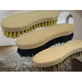 MAAJ KESSELBÜRSTE 20 cm/SCHEUERBÜRSTE/WURZELBÜRSTE 8-Form in 3 HÄRTEGRADEN NATURBORSTEN - WIE ZU Omas Zeiten - PLASTIKFREI - Made IN Germany (Fibre)