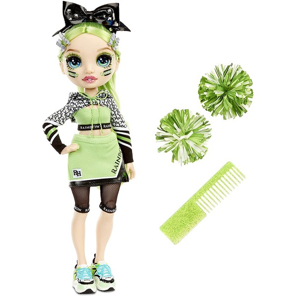 Rainbow High Cheer Jade Hunter – Green Cheerleader Fashion Doll with 2 Pom Poms and Doll Accessories, Great Gift for Kids 6-12 Years Old