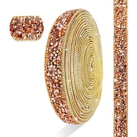 GUGANEL Self Adhesive Rose Gold Resin Rhinestone Ribbon Crystal Strips, Bling Resin Rhinestones Ribbon Diamond Sticker for DIY Crafts,Wedding,Christmas Party,Birthday(0.6 Inch 6 Yards, Rose Gold 2)