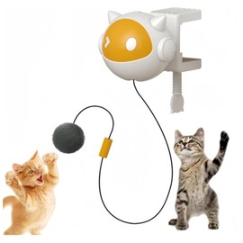 OCG Smart Automatic Cat Toy - Interactive Electronic Feather Ball with Auto-Moving & Lifting Features for Indoor Cats, Self-Play Space Ball Design Hanging Toy for Small/Medium Kittens (Battery-Free)