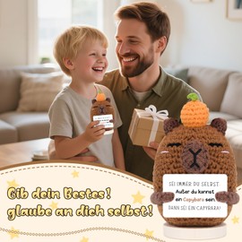 SelfTek Positive Capybara Cuddly Toy - Capybara Things Emotional Support, Lucky Charm Capybara Plush Toy Table Decoration, Motivational Gifts, Funny Gifts for Friend, Family, Dear, Yourself