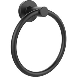 Alamania Stainless Steel Towel Holder Ring16cm(6.3inch) With Fixing kit For Bathroom & Kitchen,Hand Towel Hanging Towel Hanger Wall Mounted(Classic) Contemporary Bath Accessories (Black)