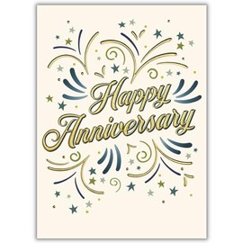 25 Employee Anniversary Cards - Elegant Gold Bursts Design - 26 White Envelopes - FSC Mix